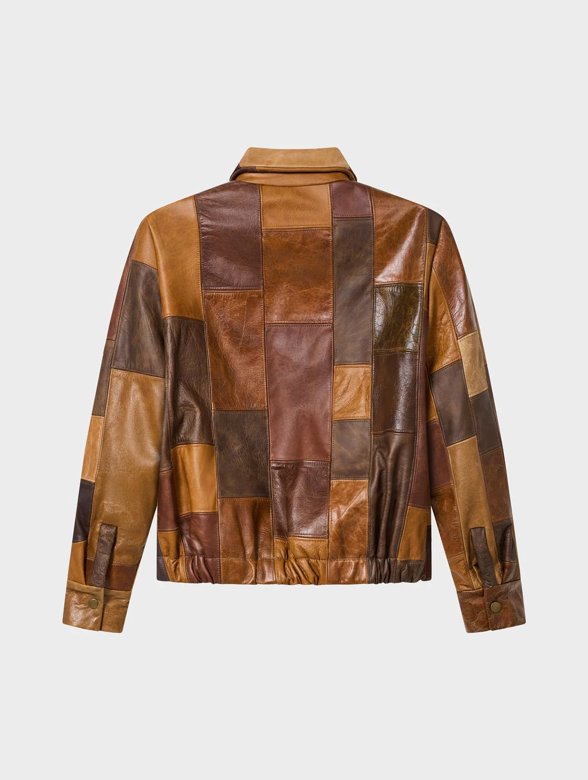Bailey Bomber Jacket Patchwork Leather Brown - Image 7