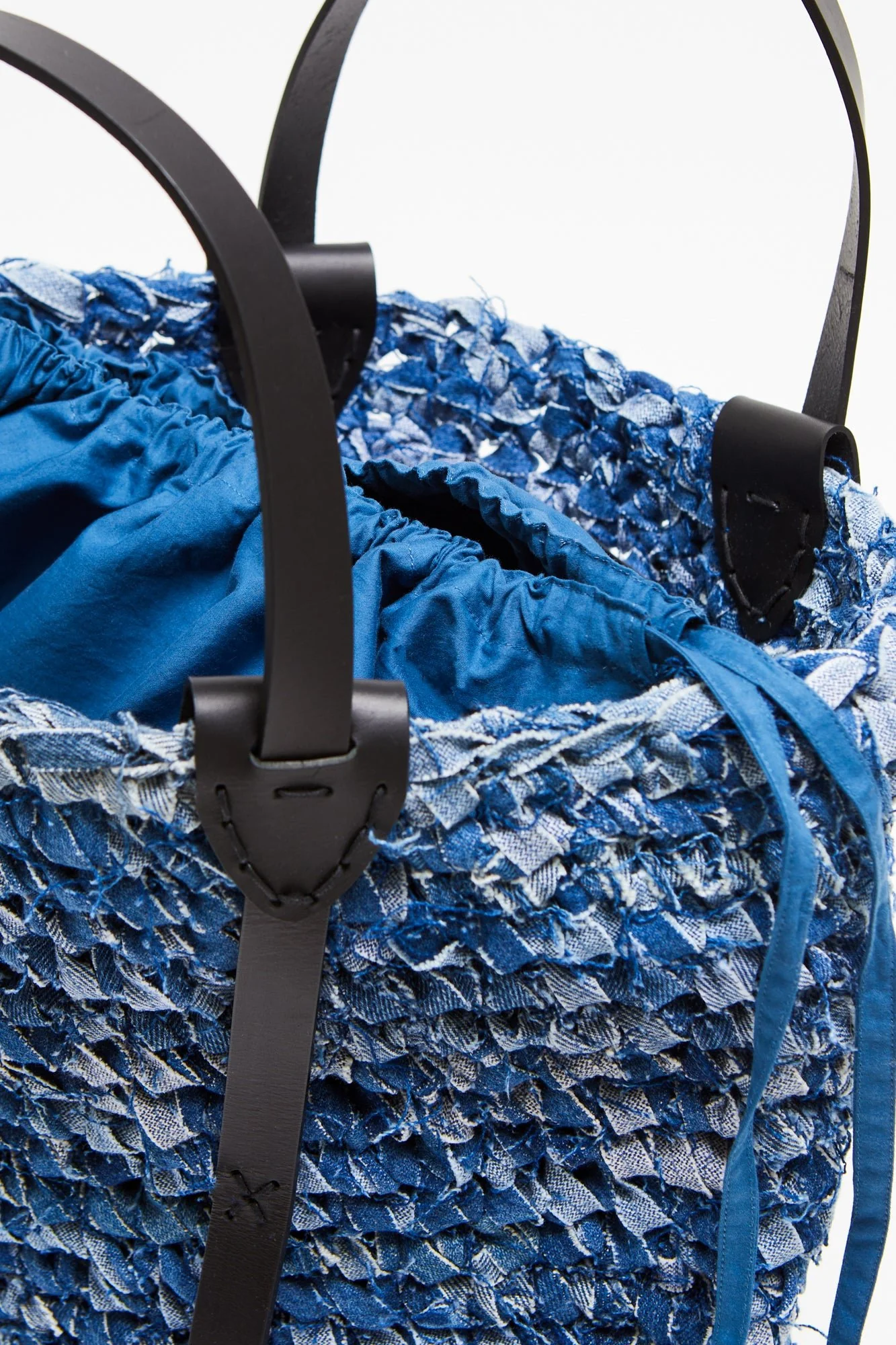 Denim Crochet Tote Bag Blue - Image 6