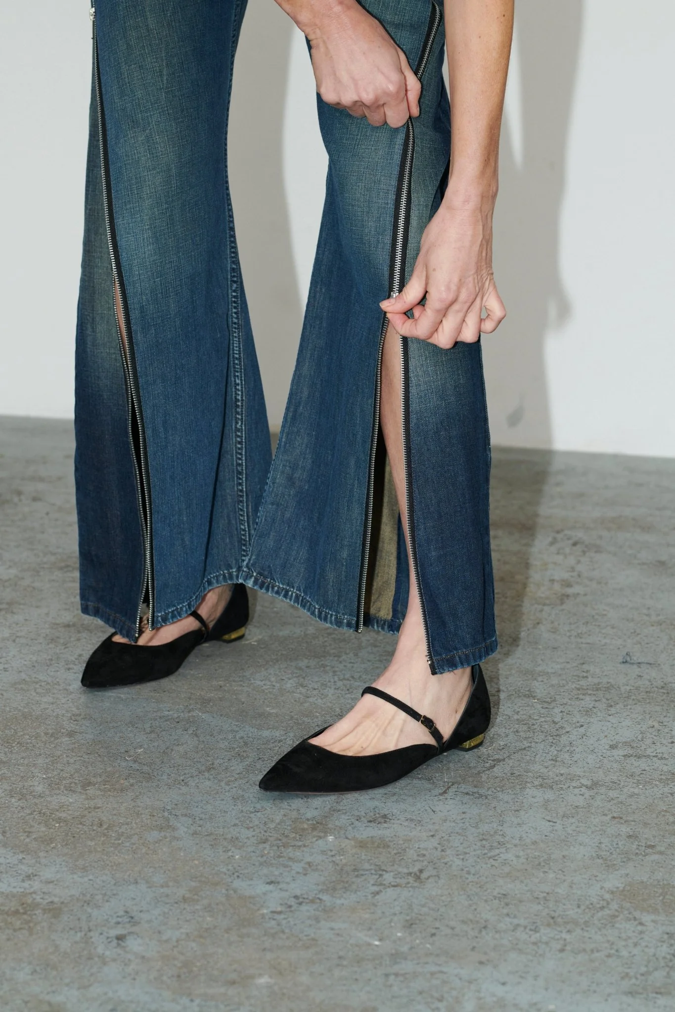 Siouxie Wide Leg Zip Jeans Dark Blue - Image 7